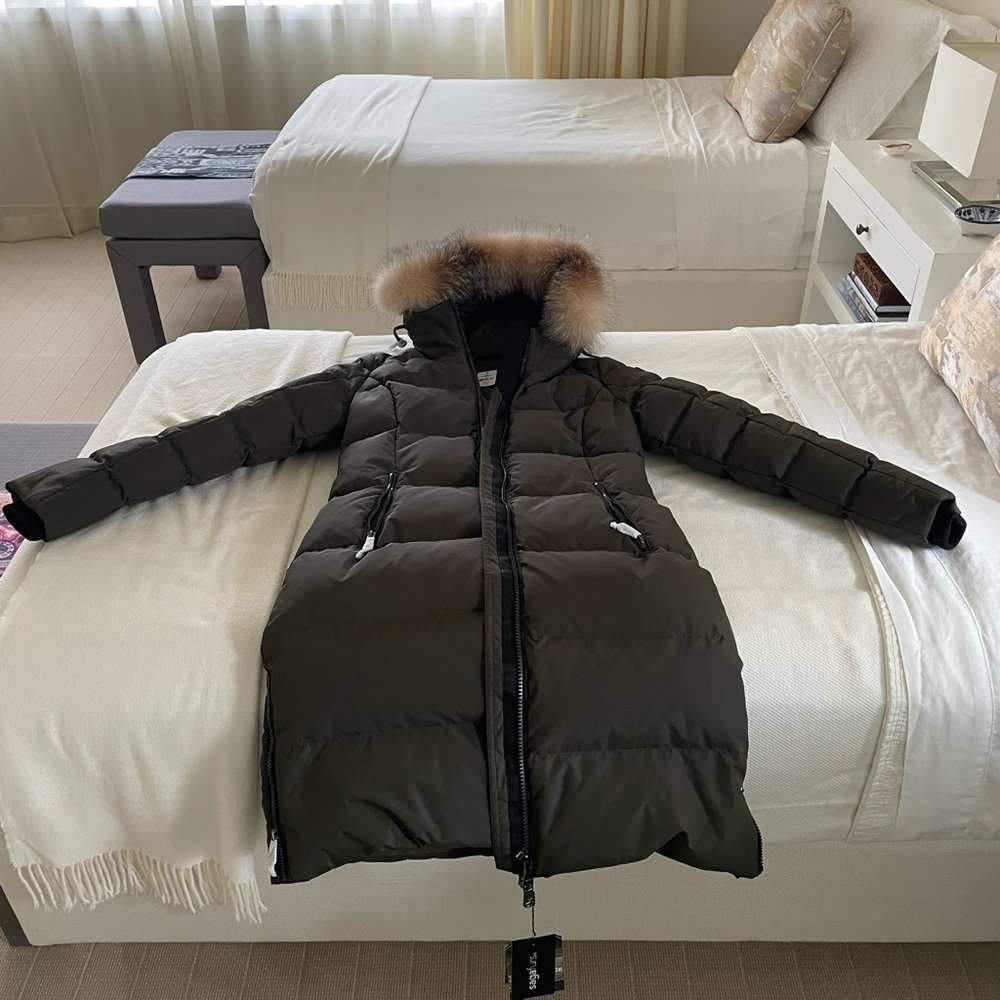 NWT Pajar Olive Puffer Coat with Fur Trim M